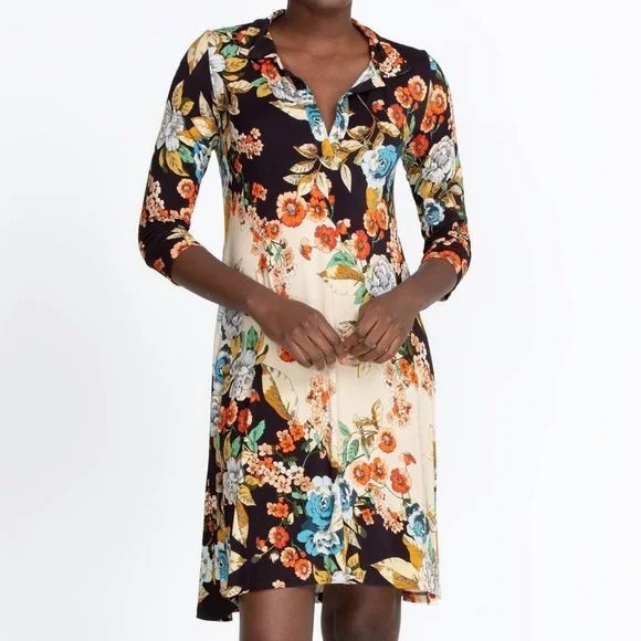 🔥🔥NWT Johnny Was Emma Rose Delicate Floral Motif Polo Tunic Dress Size Small - Picture 10 of 16